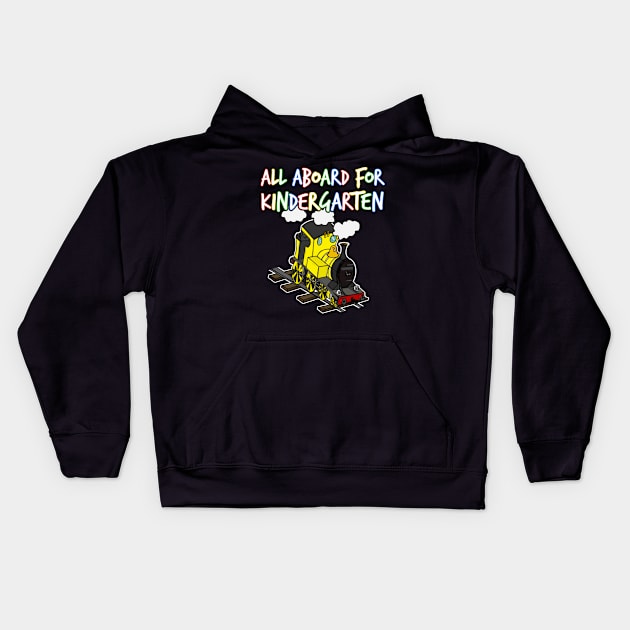 All Aboard For Kindergarten Steam Train (Yellow) Kids Hoodie by doodlerob